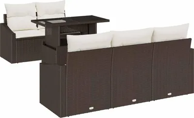 Produktbild von vidaXL Garten-Sofa-Set 6 stk. Braun Poly-Rattan