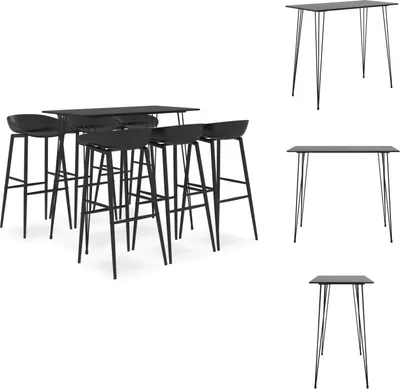 Image de vidaXL Ensemble de bar 7 pièces noir - Salle à manger