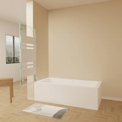 Produktbild von AICA 110cmx140cm Badewannenaufsatz mit Blickdichten 6mm NANO ESG-glas 3-teilig Faltwand Badewannenfaltwand Badewanne Duschabtrennung Duschwand für Badewanne