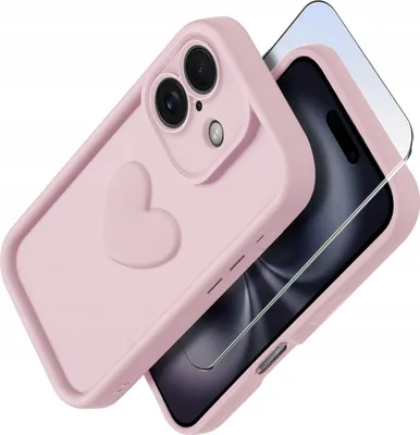 Produktbild von Silikonhülle für iPhone 16 Plus MATT Herz + 9H Displayschutzglas