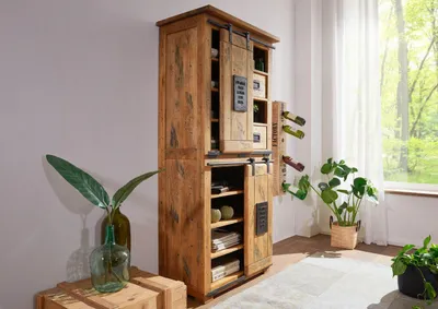 Produktbild von MASSIVMOEBEL24 Schrank Mango 80x45x175 natur lackiert RAILWAY #117