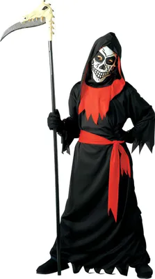 Produktbild von Sensenmann Kinderkostüm schwarz-rot-weiss - 146/158 (11-13 Jahre)