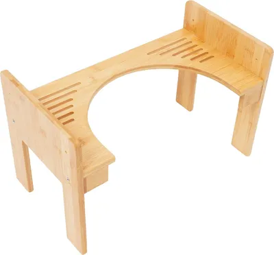 Image de Tabouret de toilettes, design ergonomique en bambou, favorise une meilleure posture, doré