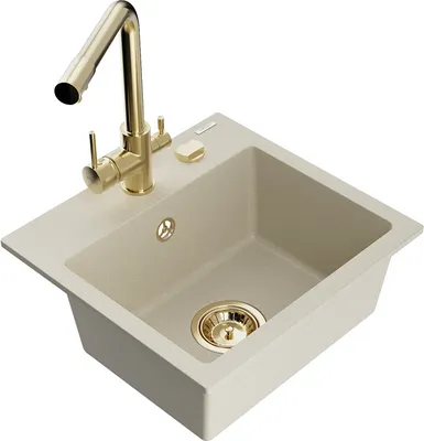 Produktbild von Mexen Milo 1-Becken-Granit-Spüle mit Mischbatterie Duero, Beige - 6505-69-671600-50