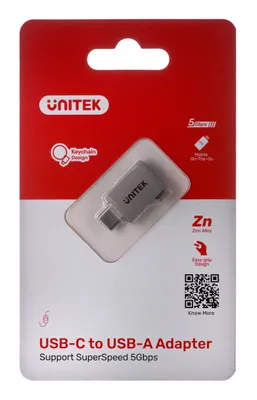 Zdjęcie produktu dla Unitek A1025Gni Adapter Usb-A - Usb-C 3.1 Gen1 F/M