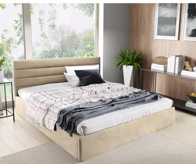 A bedroom scene with a bed, window, and decor.