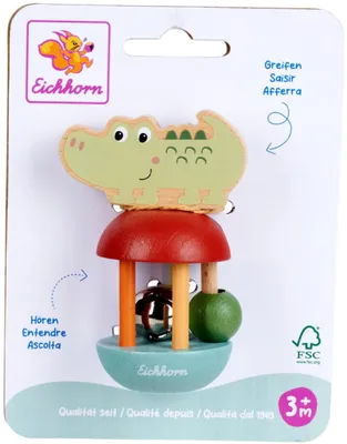Obrázek produktu pro Chrastítko Eichhorn s rolničkou – krokodýl, vícebarevné, 5 x 11 cm