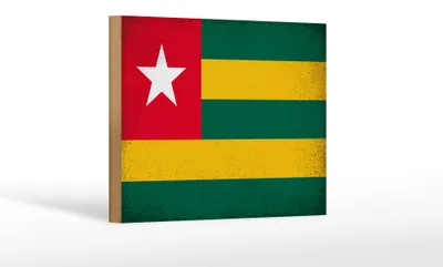 Produktbild von Holzschild Flagge Togo 18x12 cm Flag of Togo Vintage Dekoration