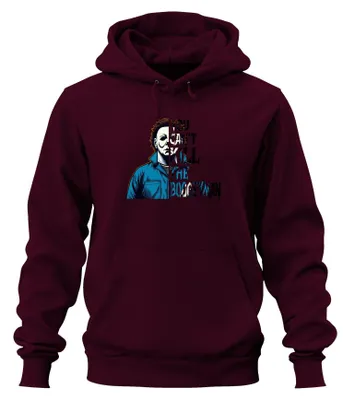Immagine prodotto di Boogeyman Halloween Slogan Killer Horror Slasher Mask Retro Unisex Felpa con cappuccio, Borgogna, L