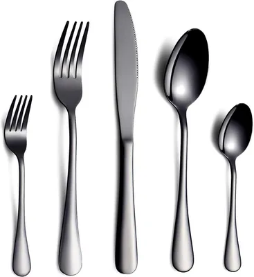 Produktbild von Besteckset 30-teilig, für 6 Personen, Edelstahl, schwarz, für Küche