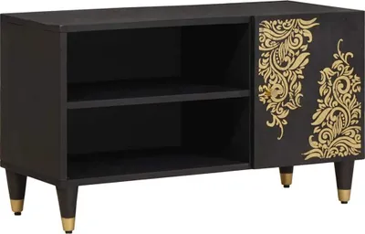 Zdjęcie produktu dla Szafka pod telewizor Czarny 80 x 33 x 46 cm Drewno z mango