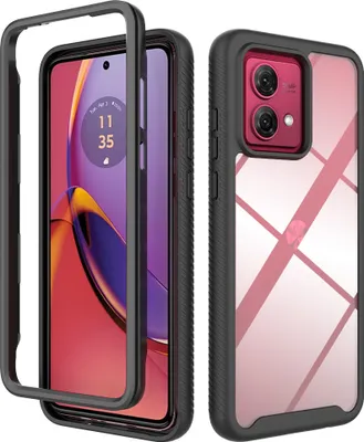 Produktbild von Moto G84 Hülle, Hybrid Transparente Rückseite TPU Bumper Stoßfest Schutzhülle für Motorola Moto G84 Schwarz