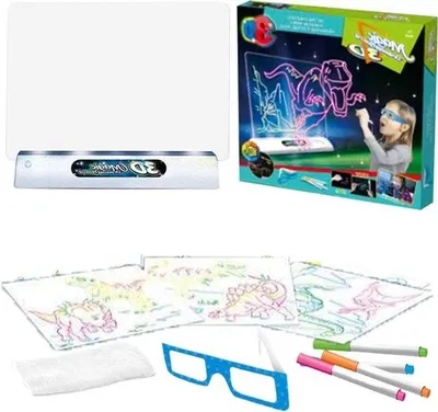 Productafbeelding van Tekenpad - Schrijfbord - Creatief Tekenen - LED Verlichting - 30 x 28 x 4 cm - Meerkleurig