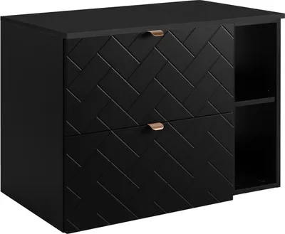 Produktbild von RODAN | Waschbeckunterschrank 80 cm - Schwarz Matt - Badezimmerschränke - Badmöbel - Waschbecken Unterschränke - Arbeitsplatte - Bücherregal