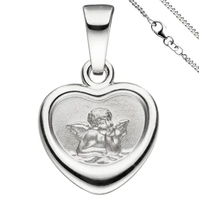 Produktbild von JOBO Anhänger Kleines Herz Herzchen Schutzengel 925 Sterling Silber mit Kette 38 cm
