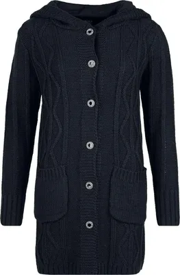 Produktbild von Black Premium by EMP Damen schwarzer Cardigan mit aufgesetzten Taschen L