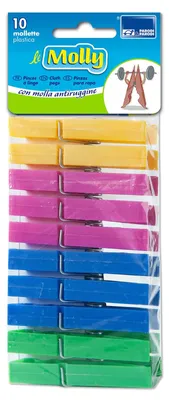 Produktbild von 10 Wäscheklammern aus Kunststoff bunt robust, für Wäsche, Wäscheklammern Wäschek