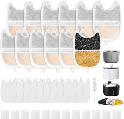Produktbild von Katzenbrunnen Filter,24 Stück Ersatzfilter, 12 Stück Filter + 12 Stück Schaumstofffilter mit Harz und Aktivkohle für 4L Katzenbrunnen Kabellos mit Bewegungsmelder