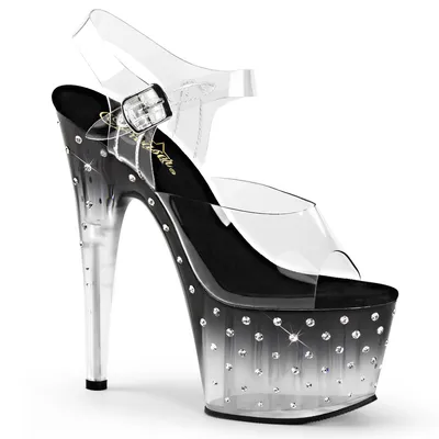 Obrázek produktu pro STARDUST-708T Dámské sandály Pleaser, Transparent Black , EU 40, US 10