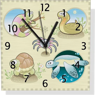 Produktbild von Wallario Design Wanduhr Lustige Comictiere aus Aluverbund, Größe 30 x 30 cm