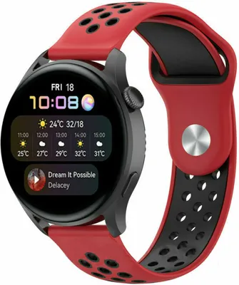 Produktbild von Strap-it Huawei Watch 3 (Pro) Sportarmband (Rot/Schwarz)