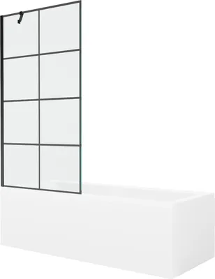 Zdjęcie produktu dla Prostokątna wanna Mexen Cubik 160x70 cm z parawanem, czarny wzór