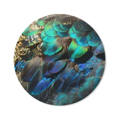 Produktbild von MuchoWow® Mauspad Mousepad Federn - Pfauenfedern - Pfau - Blau - Kunst 50x50 cm - Mousepads - Maus Mat - Pad - Mausunterlage - Vinyl