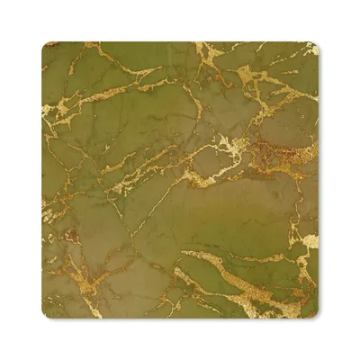 Produktbild von MuchoWow® Mauspad Mousepad Marmor - Muster - Gold - Grün 20x20 cm - Mousepads - Maus Mat - Pad - Mausunterlage - Desk Mat - Bureauartikeln