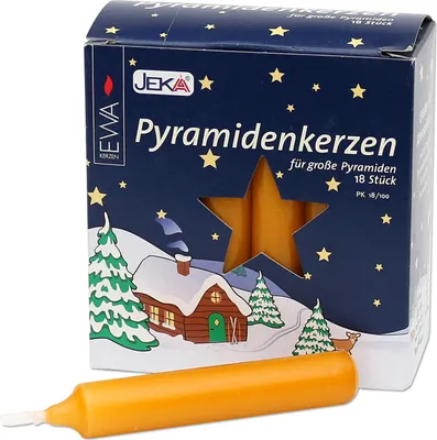 Produktbild von 1 Päckchen - EWA Jeka 18 Pyramidenkerzen - Ø 17 mm Länge 105 mm - 18 / 100 Natur