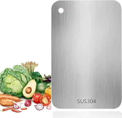 Imagen del producto de Tabla de cortar de acero inoxidable, de doble cara, de 29 x 20 cm, para carne y verduras
