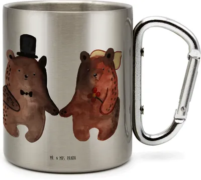 Produktbild von Mr. & Mrs. Panda Edelstahl Trinkbecher Bär Heirat - Transparent - Geschenk, Verheiratet Heirate Hochzeit Hochzeitsgeschenk Hochzeitspaar, Edelstahl-Thermobecher, Teddy