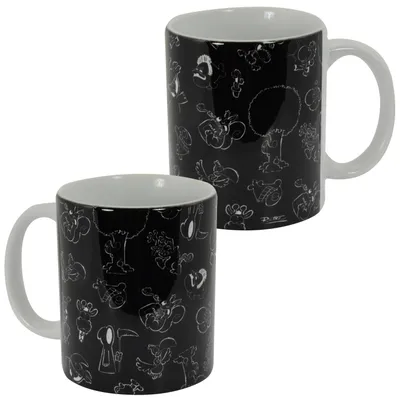 Produktbild von Ralph Ruthe Tasse - Allover Print Wimmel Kaffeetasse Becher aus Keramik Schwarz 320 ml