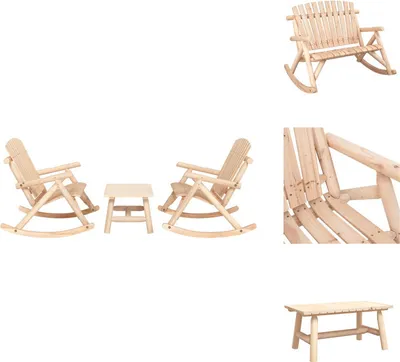 Produktbild von vidaXL 3-tlg. Garten-Lounge-Set Massivholz Fichte -  Gartenmöbel-Sets
