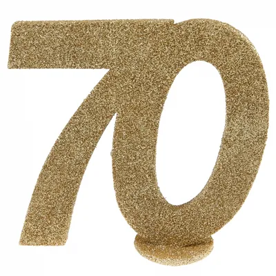 Produktbild von 70. Geburtstag gold glitzer Tischdekoration 11x 10 cm Zahl 70
