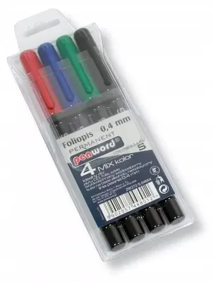 Produktbild von Permanentmarker-Set Foliopis, 0,4 mm, 4 Stück, Marke: Penword