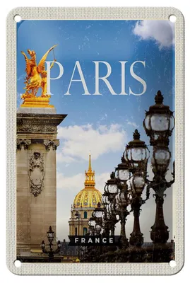 Produktbild von Blechschild Reise 12x18cm Retro Paris France Bild Geschenk Dekoration