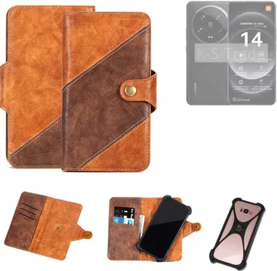 Produktbild von K-S-Trade Handyhülle Schutzhülle Bookstyle Case Wallet-Case kompatibel mit Xiaomi 14 Ultra Cover Klapphülle Kantenschutz Smartphone dunkelbraun
