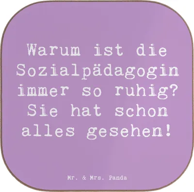 Produktbild von Mr. & Mrs. Panda Tischuntersetzer Spruch Sozialpädagogin Ruhe - Lavendeltraum - Geschenk, Untersetzer Gläser, gläseruntersetzer, Berufe, Coaster, Berufsprodukte, Tassen