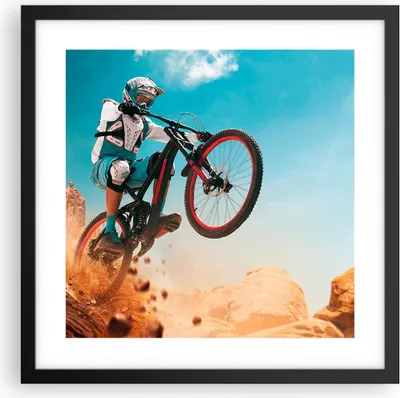 Produktbild von Gerahmtes Poster - Schwarzer Rahmen - Fahrrad Sport Helm - 40x40 cm - Wand Bild - Wanddeko - Wandbilder - Kunstposter - Wandposter - Bilderrahmen - Bilder - Kunstdruck - Wandbild - P2BAC40x40-4098