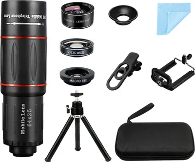 Image de INF Kit Objectif Télescope 64x pour Smartphone avec Lentille 0.63x