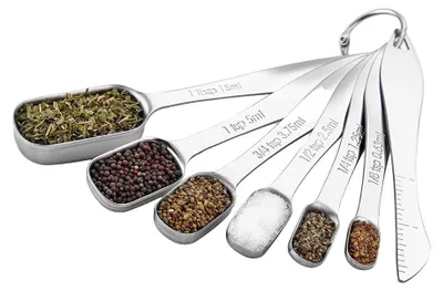 Produktbild von 6 Stück Set Edelstahl Messlöffel Für Küche Backen Kochen, 0,63 Bis 15ml Teelöffel & Esslöffel Messlöffel Für Trockene & Flüssige Zutaten