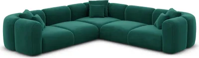 Produktbild von Samtstoff Ecksofa Belio Smaragdgrün