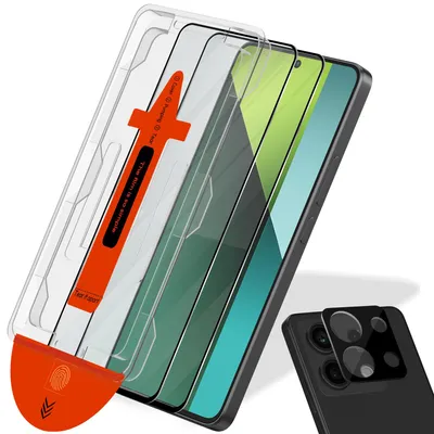 Produktbild von 2-Pack Xiaomi Redmi Note 13 Pro Displayschutzfolie & 1-Pack Kameraschutz - Gehärtetes Glas | [Automatische Installation] - Blasenfrei