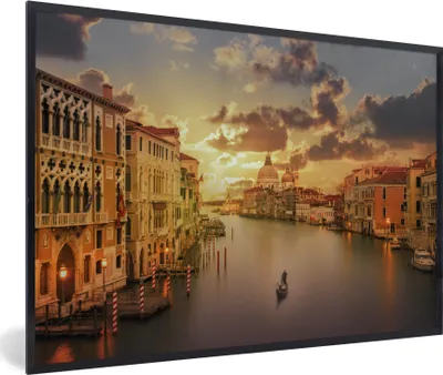 Produktbild von MuchoWow® MuchoWow® Gerahmtes Poster Italien - Gondel - Canal Grande 90x60 cm - Poster mit zchwarzem Bilderrahmen - Fotorahmen - Foto-Plakat