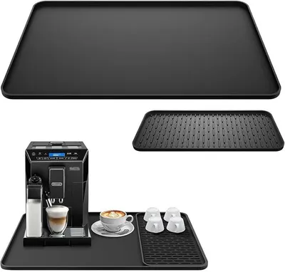 Produktbild von PolkaHome® 2-in-1 Silikonmat 40 x 60 cm, Abtropfmatte mit Sieb, Spülbeckenmatte, Hitzebeständig, Antirutsch, Schwarz