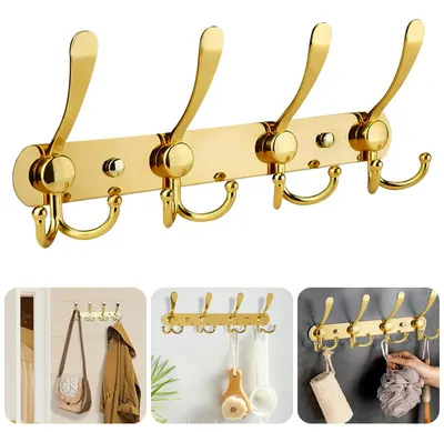 Image de Crochets de suspension - Crochets muraux à fixer sur une porte ou un mur - Dorés