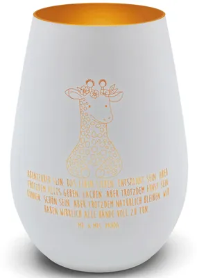 Produktbild von Mr. & Mrs. Panda teelichtglas Giraffe Blumenkranz - Weiß - Geschenk, Freundin, Kerzenhalter, Glas Windlicht, Afrika, Selbstliebe, Laterne, Abenteurer, Outdoor