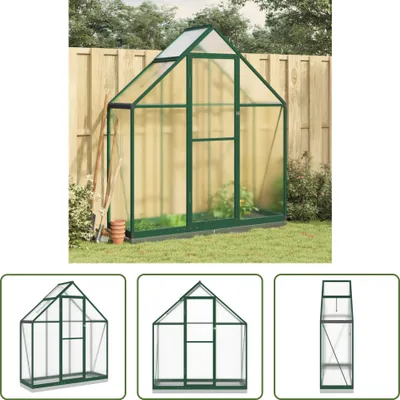 Produktbild von The Living Store Gewächshaus mit Fundamentrahmen Grün 169x58x202 cm Aluminimum