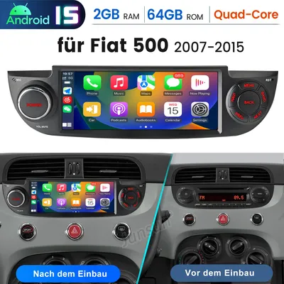 Obrázek produktu pro Carplay 6,86" Android 15 autorádio pro FIAT 500 2007-2015 GPS navigace WIFI RDS DSP DAB+ BT SWC USB 2 GB+64 GB černé