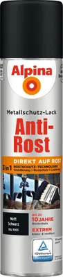 Produktbild von Alpina Metallschutzlack Anti-Rost Schwarz 400 ml Sprühdose matt